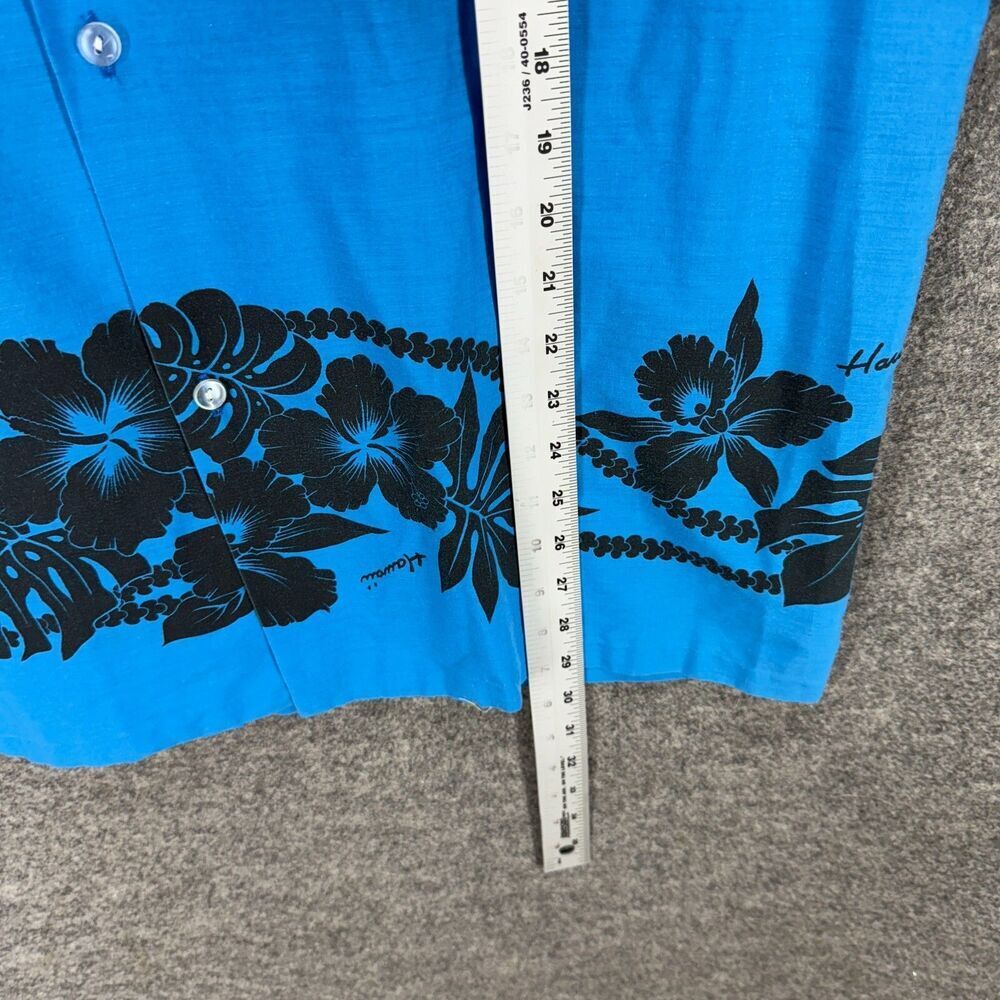 Unbranded Shirt Men 46 Blue Floral Button Up Collared Short Sleeve Regular - Picture 4 of 5